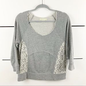 Staring At Stars Distressed Lace-Inset Sweatshirt